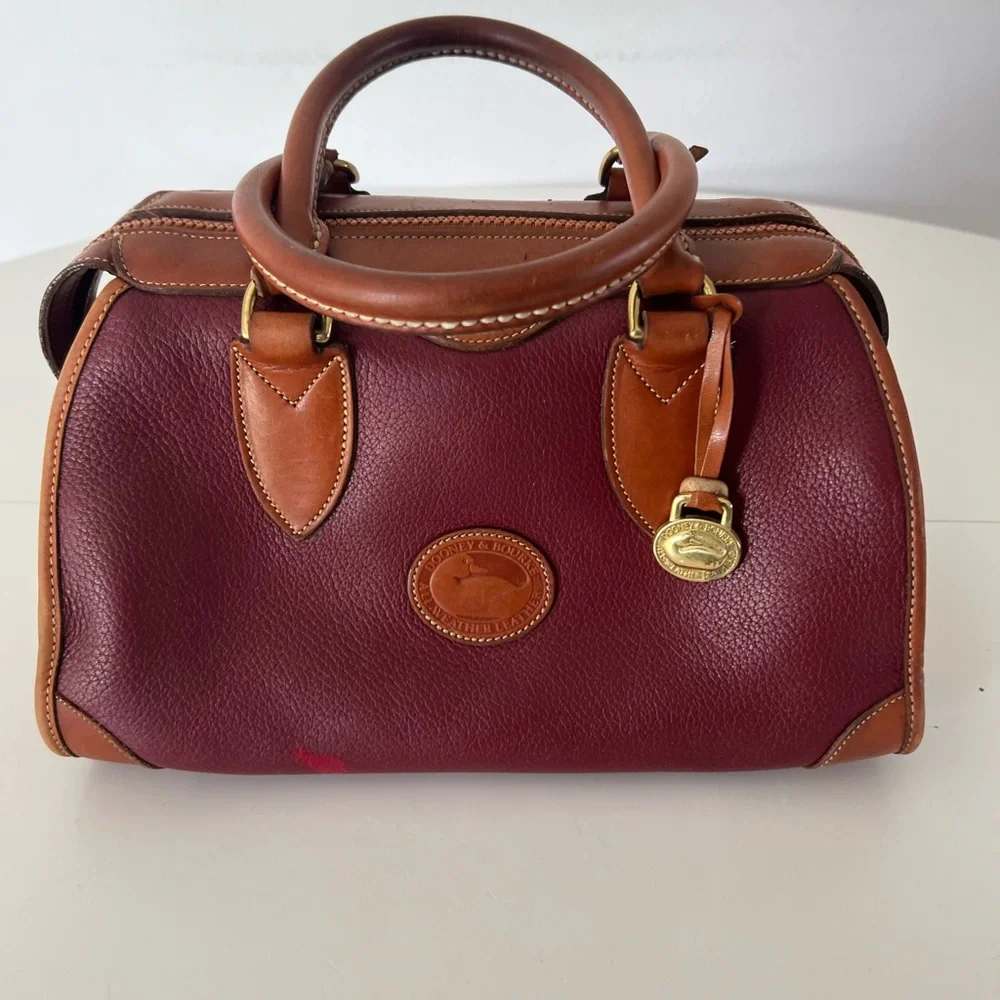 Dooney & Bourke Vintage Made in USA Burgundy Pebbled Leather Satchel Handbag